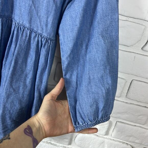 Joie lace up chambray top size small - Picture 6 of 11